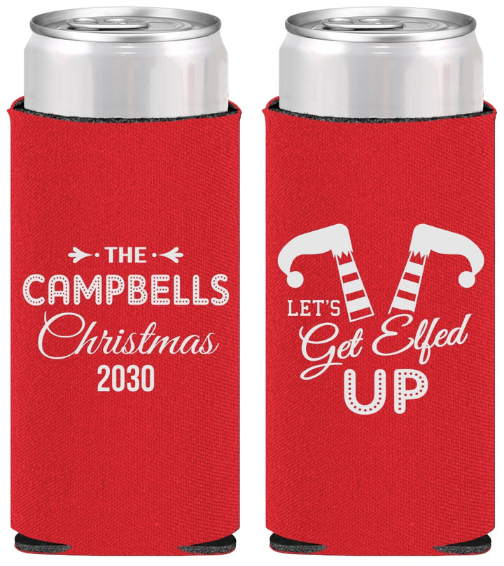 Personalized Christmas Slim Can Coolers - Lets Get Elfed Up | 280036