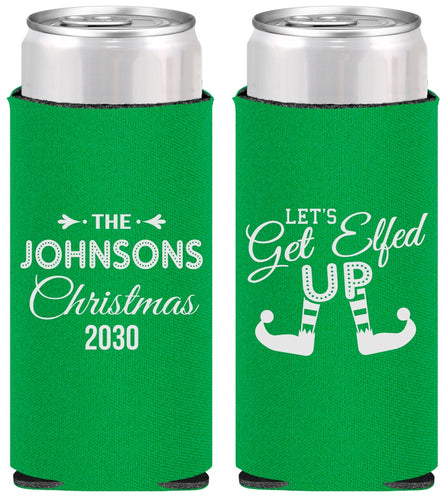 Personalized Christmas Slim Can Coolers - Lets Get Elfed Up | 280037