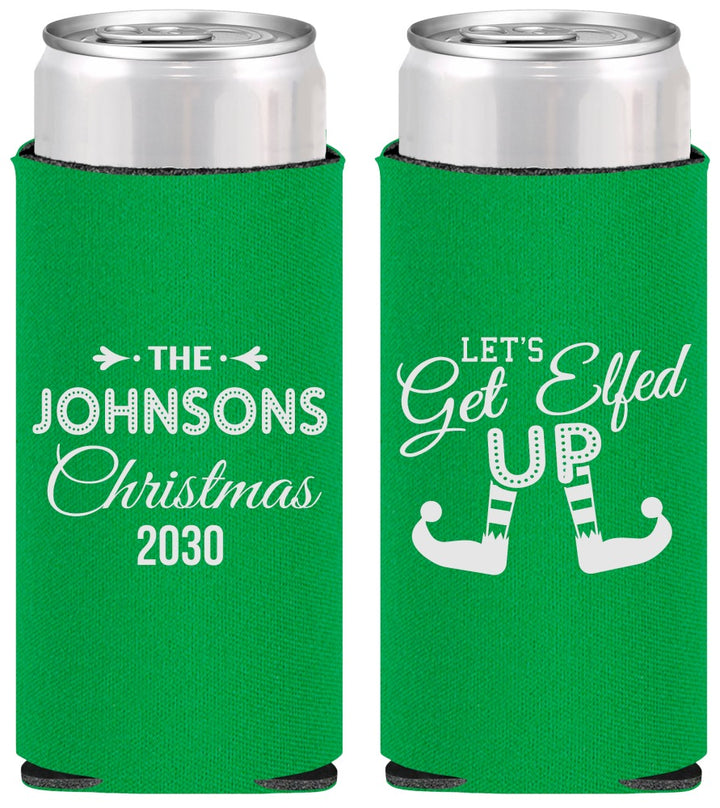 Personalized Christmas Slim Can Coolers - Lets Get Elfed Up | 280037