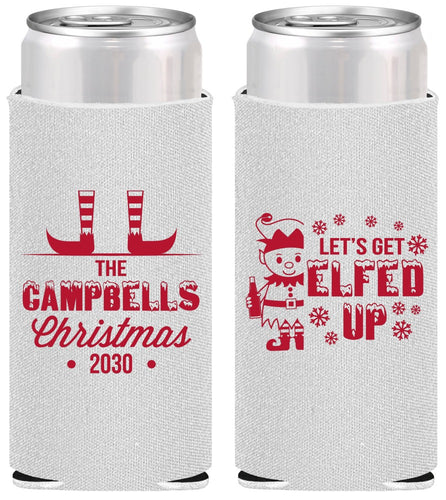Personalized Christmas Slim Can Coolers - Lets Get Elfed Up | 280038