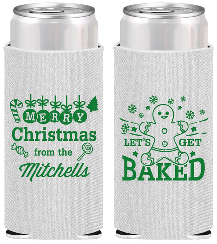 Personalized Christmas Slim Can Coolers - Lets Get Baked | 280039