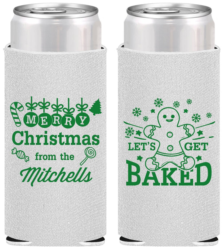Personalized Christmas Slim Can Coolers - Lets Get Baked | 280039