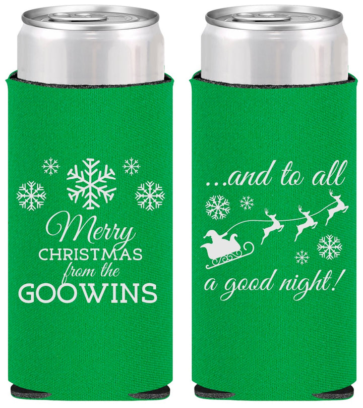 Personalized Christmas Slim Can Coolers - To All A Good Night | 280041