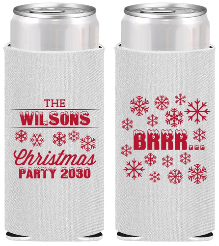 Personalized Christmas Slim Can Coolers - Snowflakes | 280042