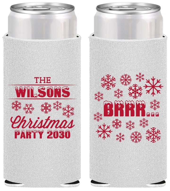 Personalized Christmas Slim Can Coolers - Snowflakes | 280042