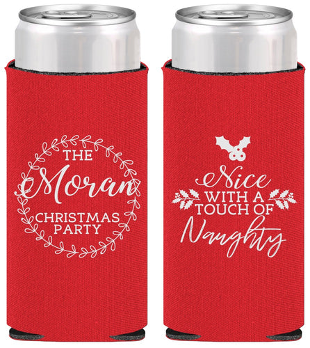 Personalized Christmas Slim Can Coolers - Touch Of Naughty | 280048