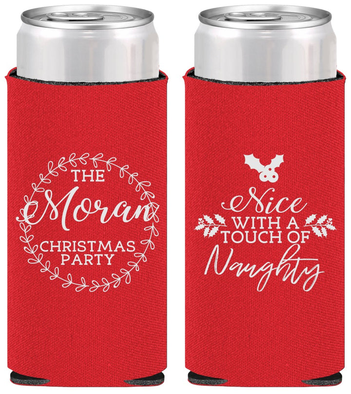 Personalized Christmas Slim Can Coolers - Touch Of Naughty | 280048