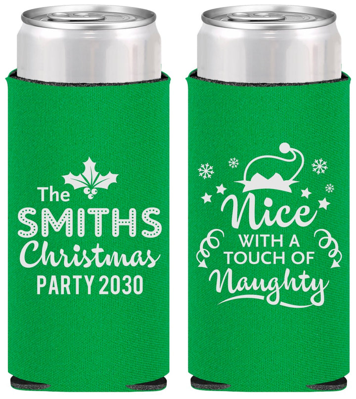 Personalized Christmas Slim Can Coolers - Touch Of Naughty | 280049