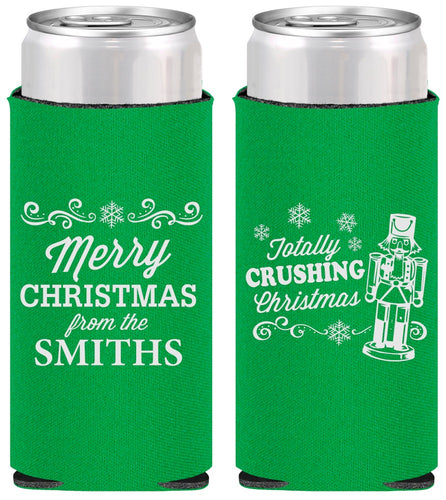 Personalized Christmas Slim Can Coolers - Snowflakes | 280053
