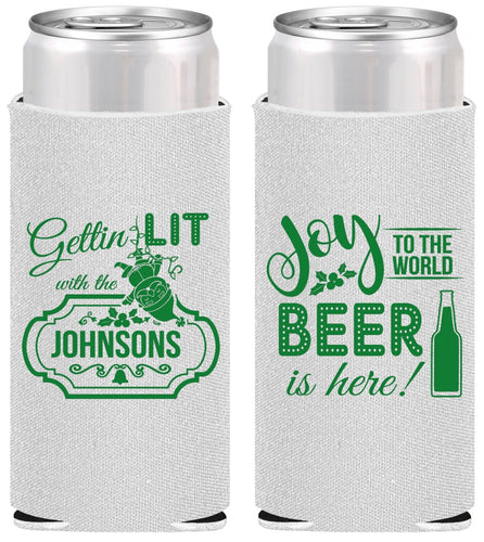 Personalized Christmas Slim Can Coolers - Wine | 280055