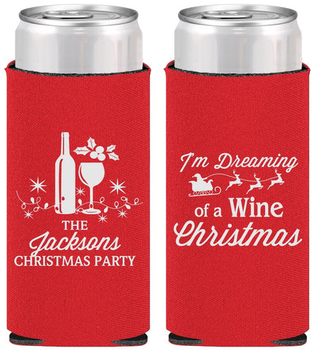 Personalized Christmas Slim Can Coolers - Bah Hum Bug | 280056