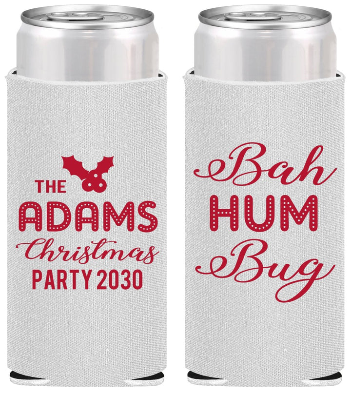 Personalized Christmas Slim Can Coolers - Bah Hum Bug | 280058