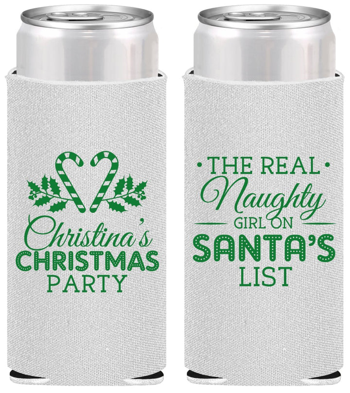 Personalized Christmas Slim Can Coolers - Naughty List | 280059