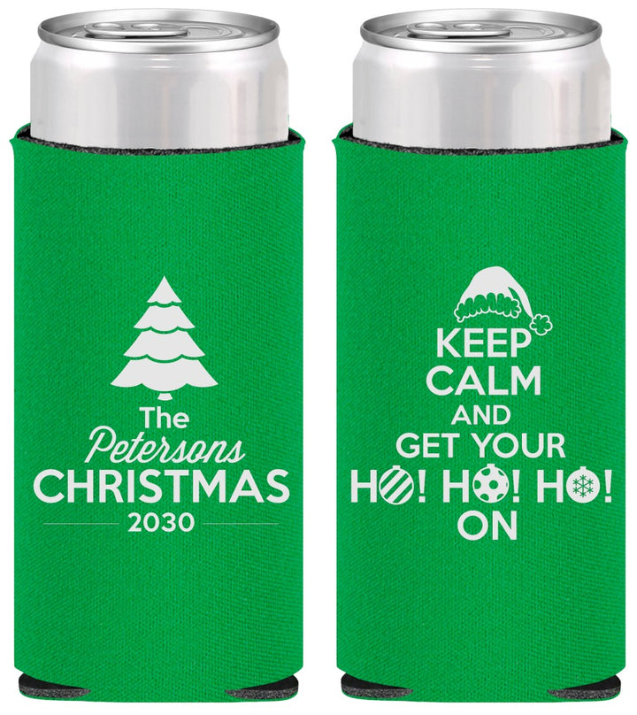 Personalized Christmas Slim Can Coolers - Ho Ho Ho | 280061