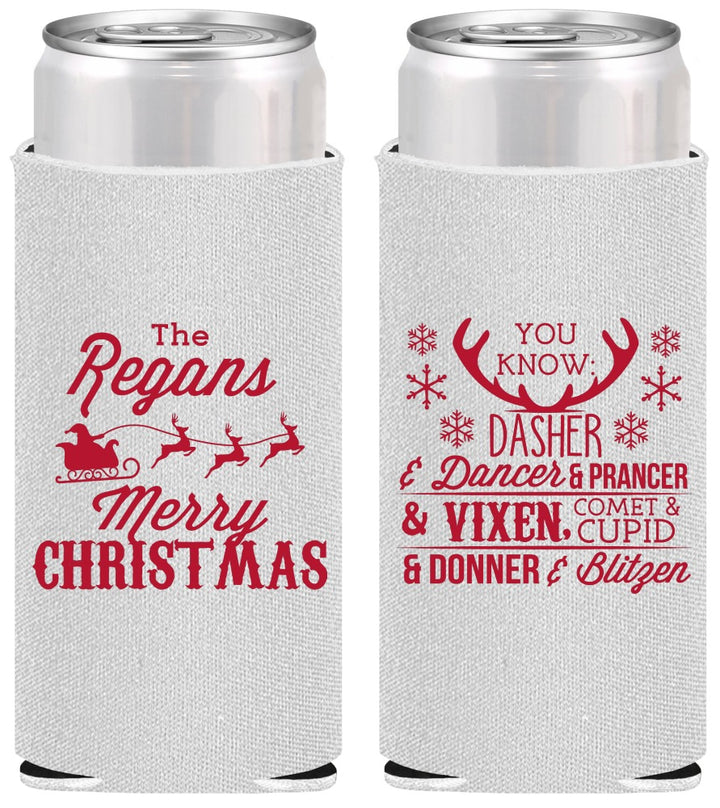 Personalized Christmas Slim Can Coolers - Reindeer | 280062
