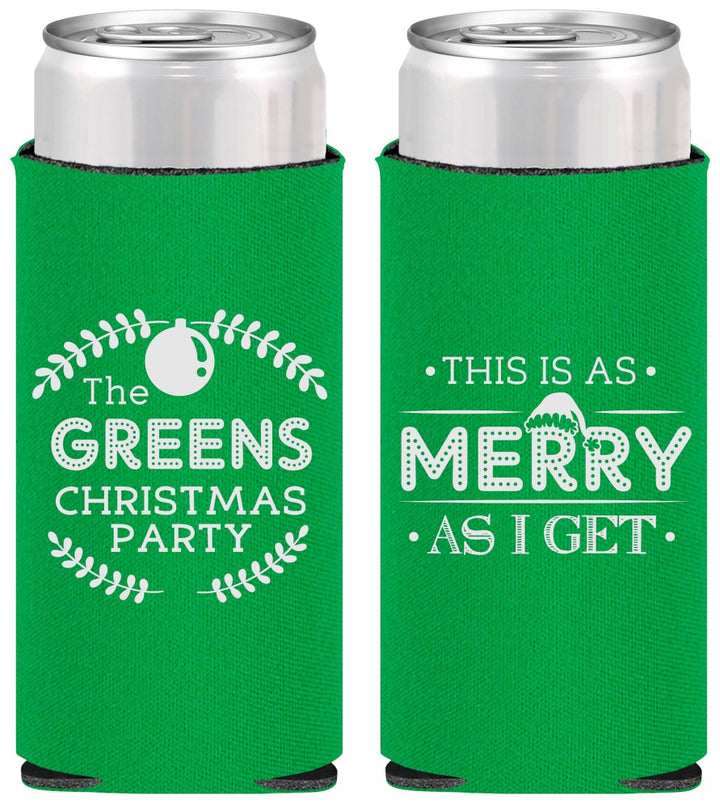 Personalized Christmas Slim Can Coolers - Merry As I Get | 280065