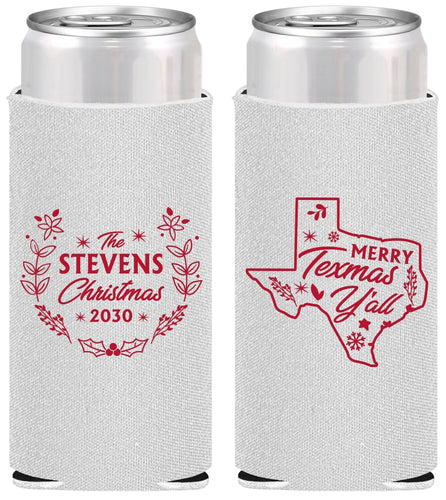 Personalized Christmas Slim Can Coolers - Texmas Yall | 280074