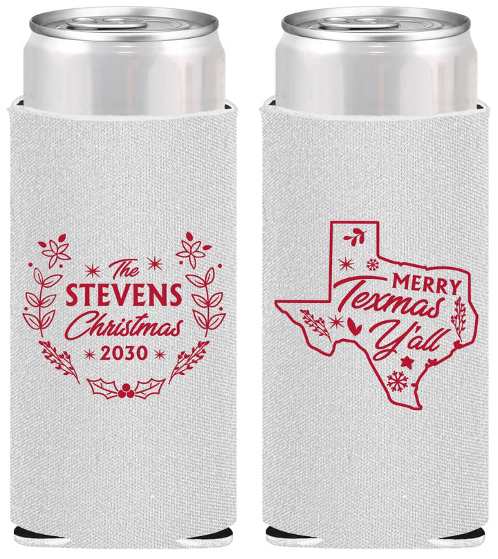Personalized Christmas Slim Can Coolers - Texmas Yall | 280074