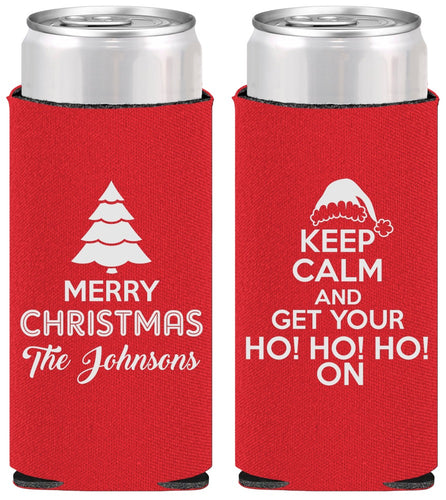 Personalized Christmas Slim Can Coolers - Ho Ho Ho | 280076