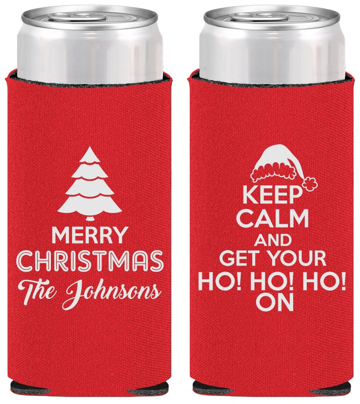 Personalized Christmas Slim Can Coolers - Ho Ho Ho | 280076