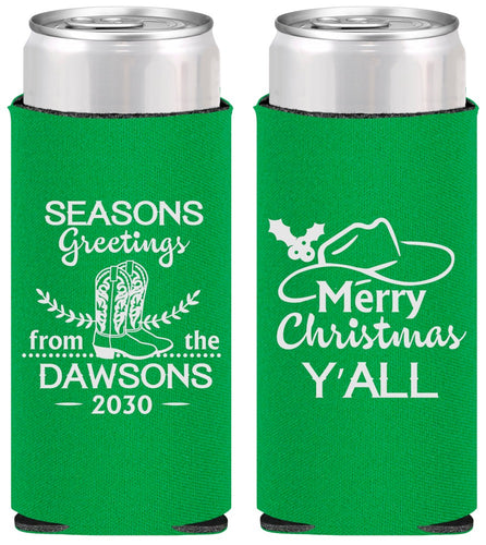 Personalized Christmas Slim Can Coolers - Texas | 280077