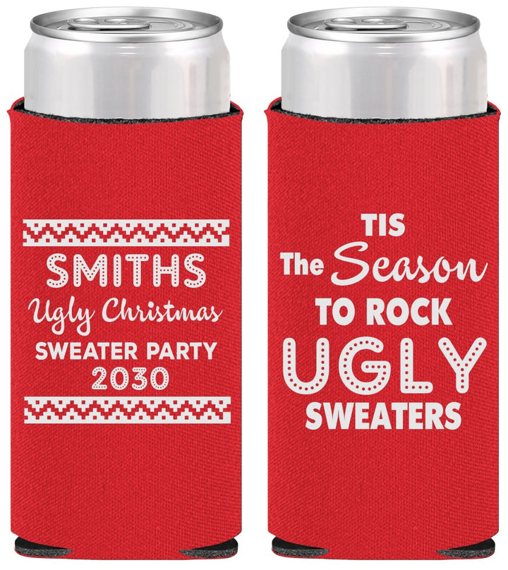 Personalized Christmas Slim Can Coolers - Ugly Sweater | 280080