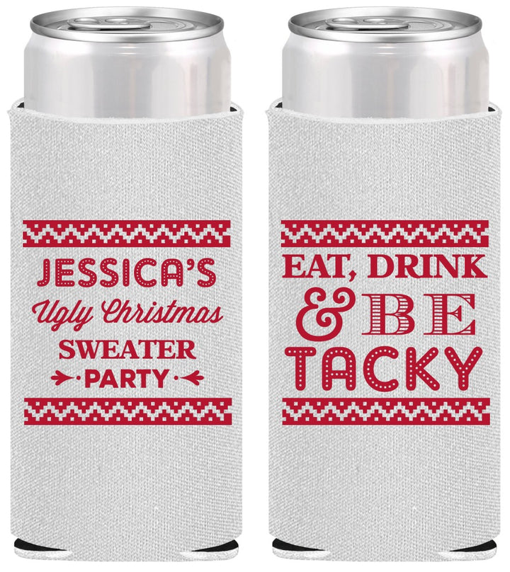 Personalized Christmas Slim Can Coolers - Eat Drink Tacky | 280082