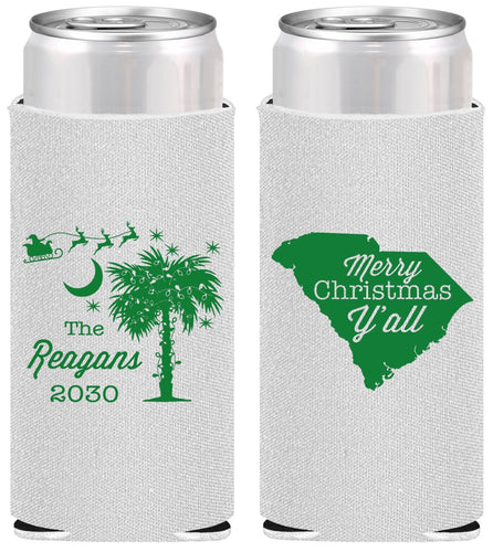 Personalized Christmas Slim Can Coolers - South Carolina | 280083