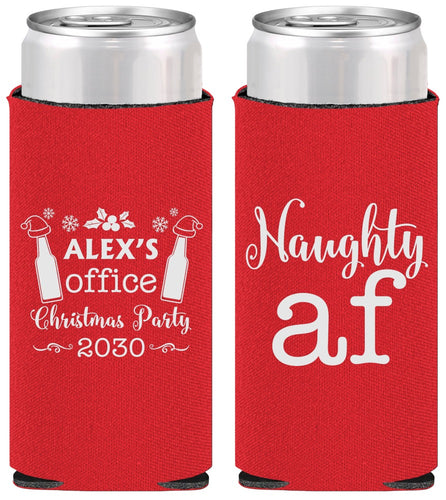 Personalized Christmas Slim Can Coolers - Naughty Af | 280084