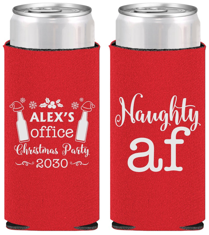 Personalized Christmas Slim Can Coolers - Naughty Af | 280084