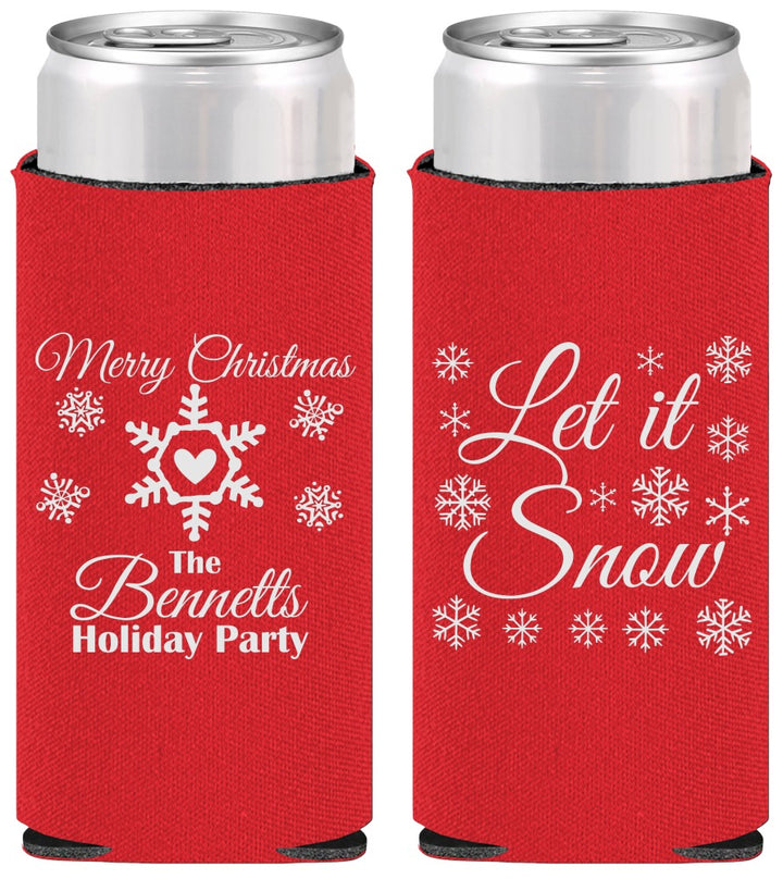 Personalized Christmas Slim Can Coolers - Let Is Snow | 280088