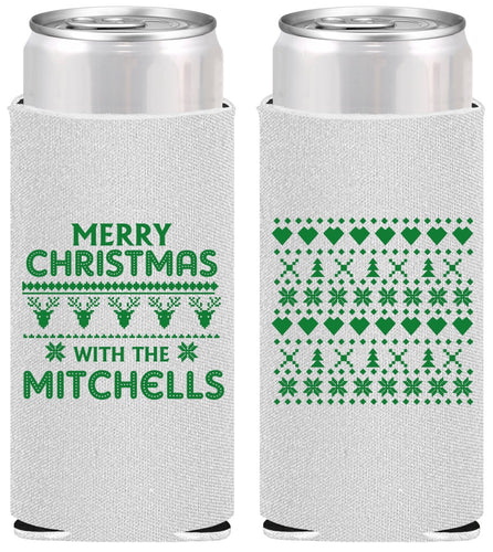 Personalized Christmas Slim Can Coolers - Ugly Sweater | 280091