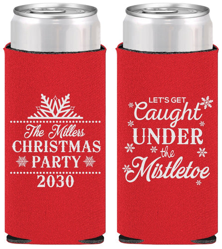 Personalized Christmas Slim Can Coolers - Mistletoe | 280092