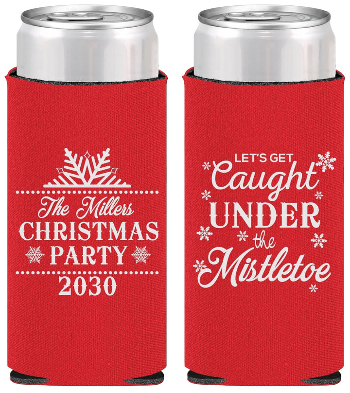 Personalized Christmas Slim Can Coolers - Mistletoe | 280092
