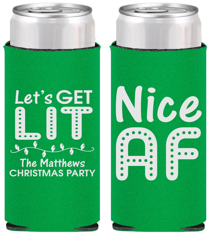 Personalized Christmas Slim Can Coolers - Nice Af | 280093