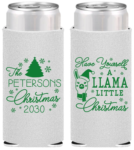 Personalized Christmas Slim Can Coolers - Llama | 280095