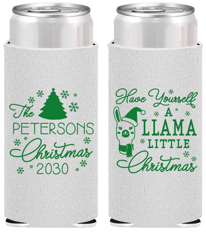 Personalized Christmas Slim Can Coolers - Llama | 280095