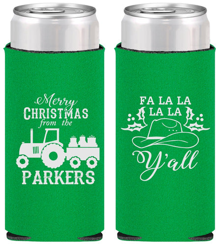 Personalized Christmas Slim Can Coolers - Country | 280097