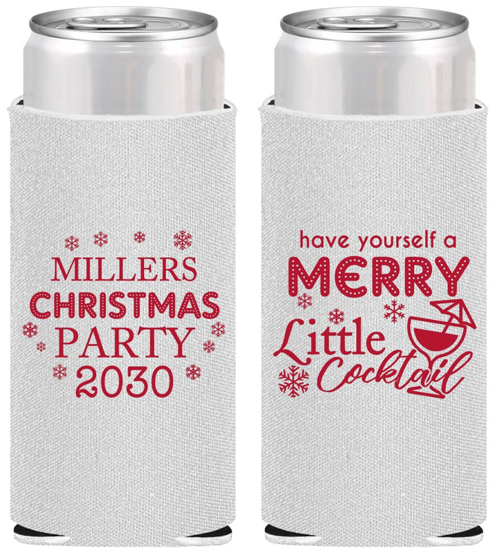 Personalized Christmas Slim Can Coolers - Cocktail | 280098