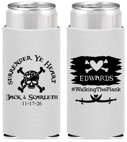 Personalized Wedding Slim Can Coolers - Pirate | 286