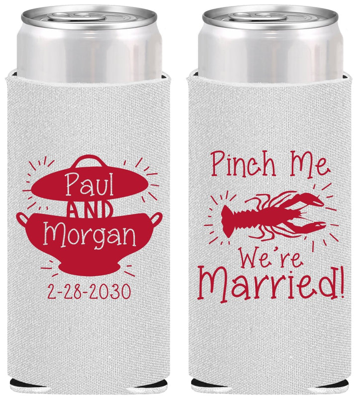Personalized Wedding Slim Can Coolers - Crawfish Boil | 288