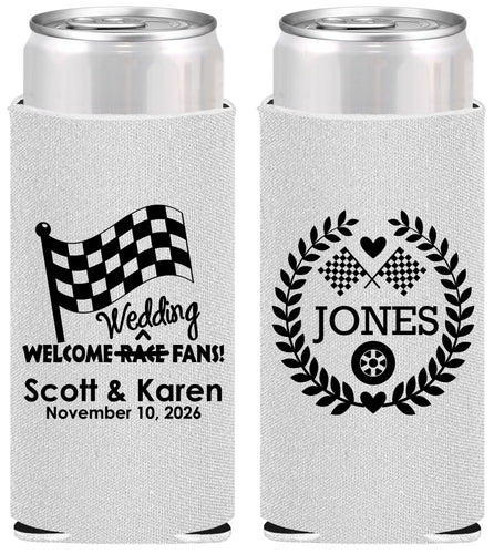 Personalized Wedding Slim Can Coolers - Racing | 289
