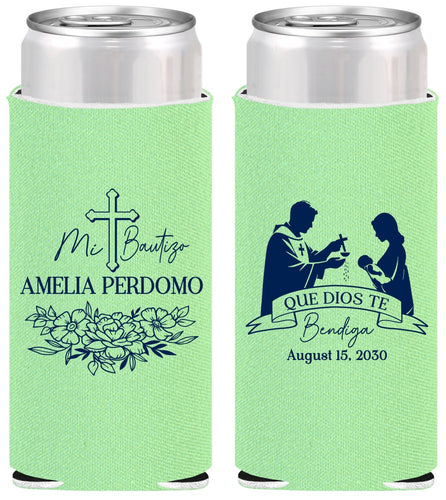 Personalized Baptism Slim Can Coolers - Mi Bautizo | 290001