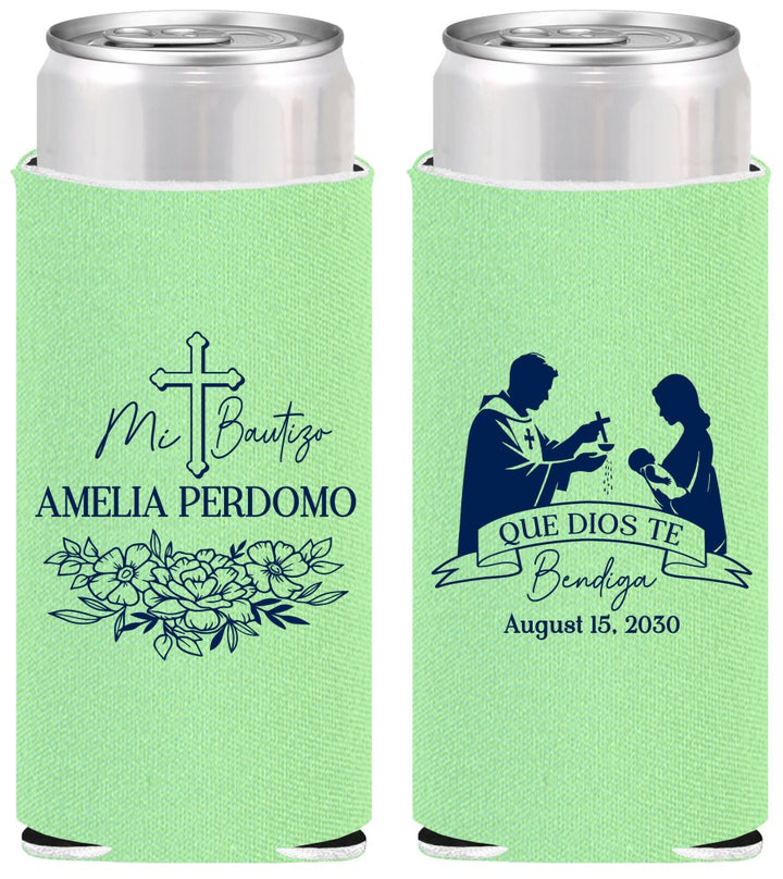 Personalized Baptism Slim Can Coolers - Mi Bautizo | 290001
