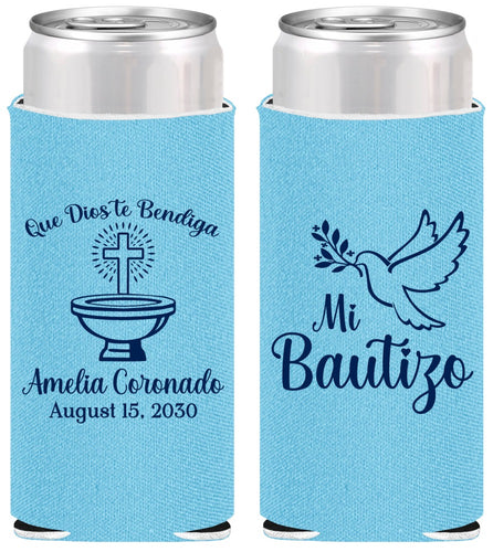 Personalized Baptism Slim Can Coolers - Mi Bautizo | 290003