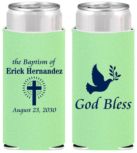 Personalized Baptism Slim Can Coolers - God Bless | 290005
