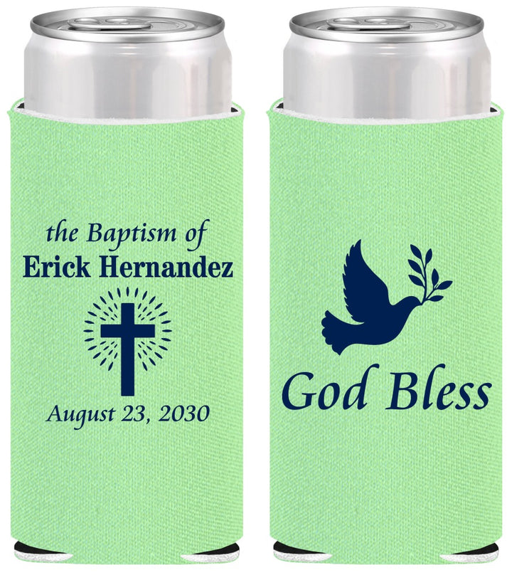 Personalized Baptism Slim Can Coolers - God Bless | 290005