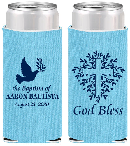 Personalized Baptism Slim Can Coolers - God Bless | 290007