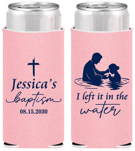 Personalized Baptism Slim Can Coolers - I Left It In The Water | 290008