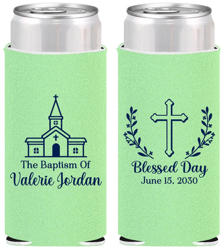 Personalized Baptism Slim Can Coolers - Blessed Day | 290009